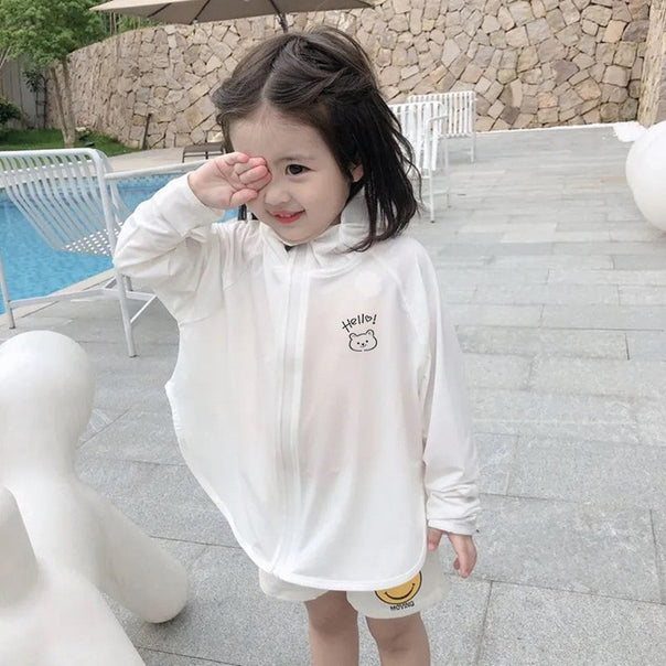 Unisex nan breathable children's UV protection jacket with A-line cut, hood and thumb holes Mune Fashion