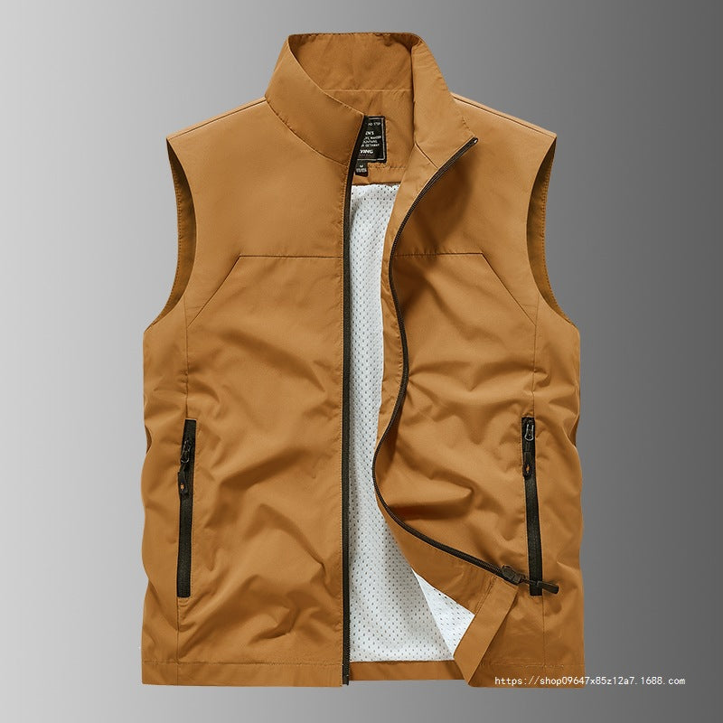 Men's Breathable Utility Vest with Mesh Lining, wind & water repellent exterior & zippered pockets Mune Fashion