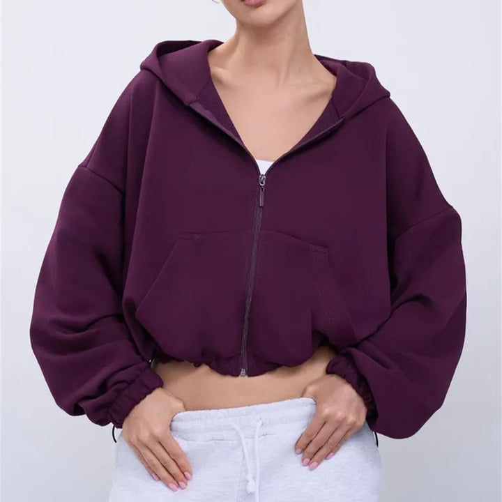 Women's Fashionable Cropped Zip Hoodie Mune Fashion
