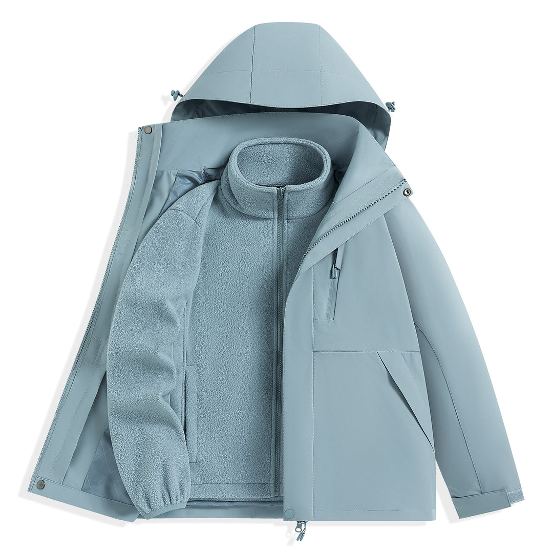 Men's two-layer outdoor parka with removable fleece inner jacket and hood Mune Fashion