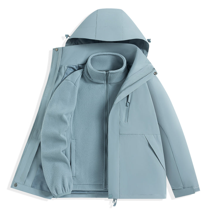 Men's two-layer outdoor parka with removable fleece inner jacket and hood Mune Fashion