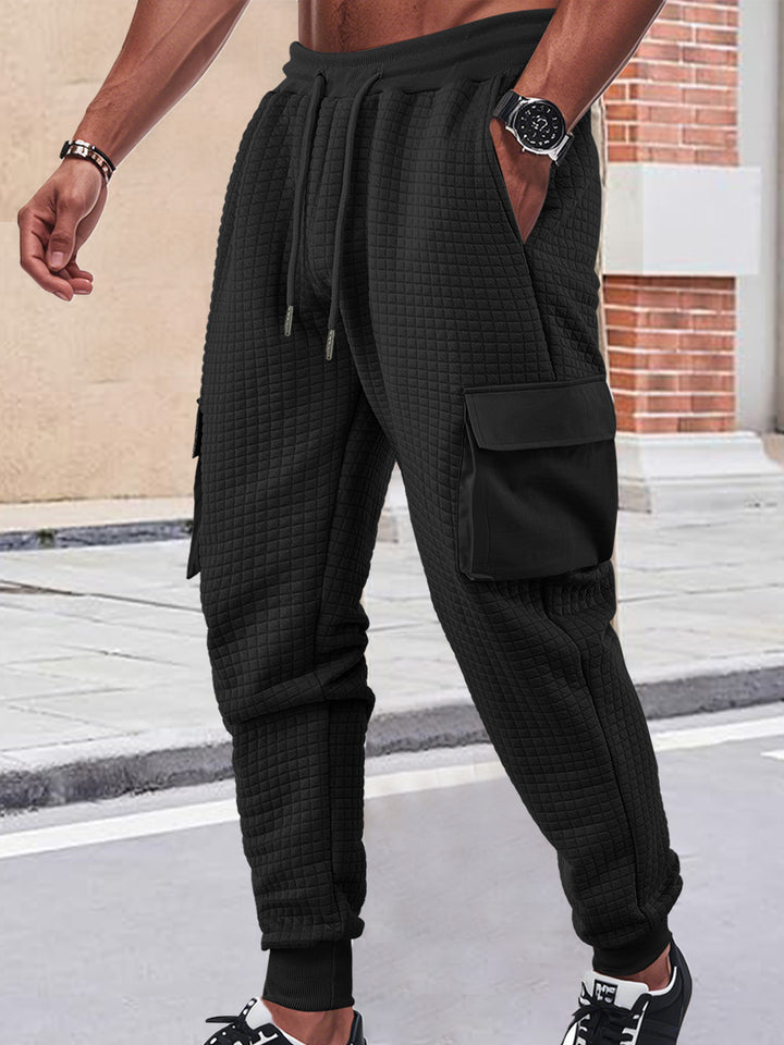 Men's Nano Square Structured Cargo Jogging Pants with Drawstring Waist and Patch Side Pockets Mune Fashion