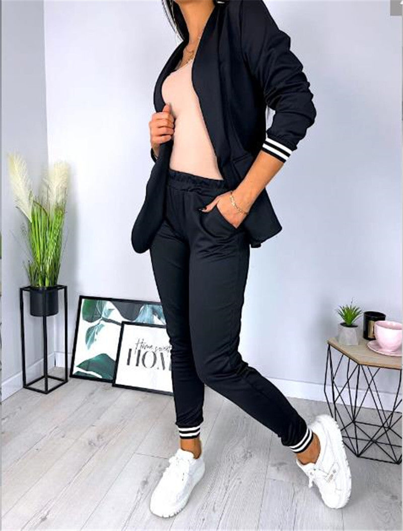 Ladies sporty-elegant blazer-jogging pants two-piece with elastic waistband and cuffs Mune Fashion