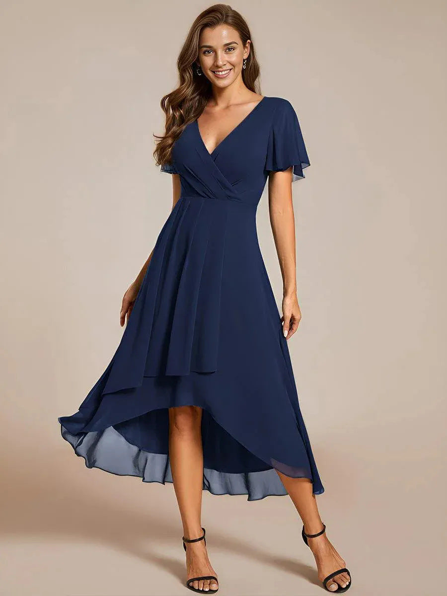 Women's Elegant Wrap Dress with Asymmetric Hem Mune Fashion