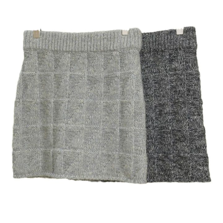 Women's Knitted Check Pattern Mini Skirt with High Waist Mune Fashion