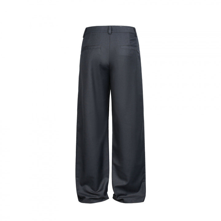 Women Wide Pleated Trousers with High Waist and Visible Button Placket Mune Fashion