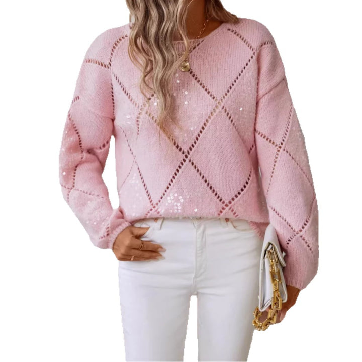 Ladies' fashionable sweater with glitter accents