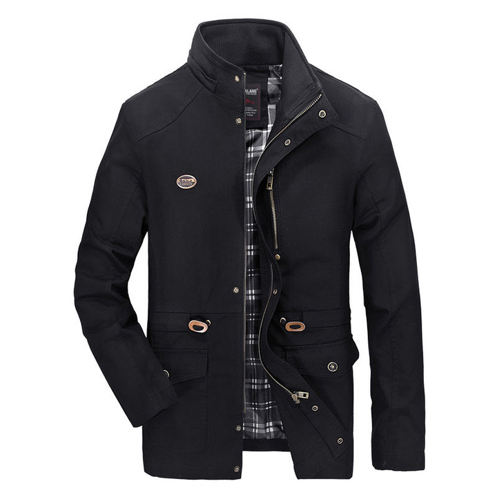 Men's lightweight field parka with hood, checkered lining and drawstring waist Mune Fashion