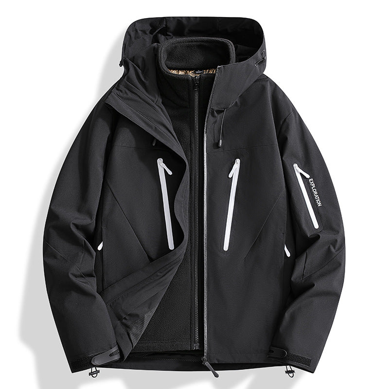 Men's two-in-one softshell outdoor jacket with detachable fleece inner jacket and waterproof zippers Mune Fashion