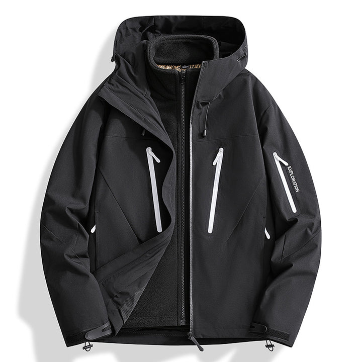 Men's two-in-one softshell outdoor jacket with detachable fleece inner jacket and waterproof zippers Mune Fashion