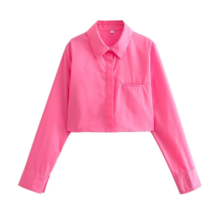 Women nan short shirt blouse with classic collar, concealed button placket and breast pocket Mune Fashion