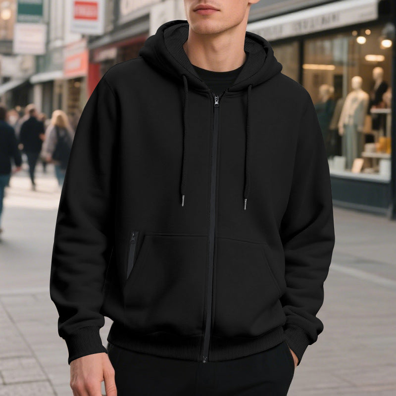 Men's oversized zip-up hoodie with kangaroo pockets and contrasting inner lining Mune Fashion