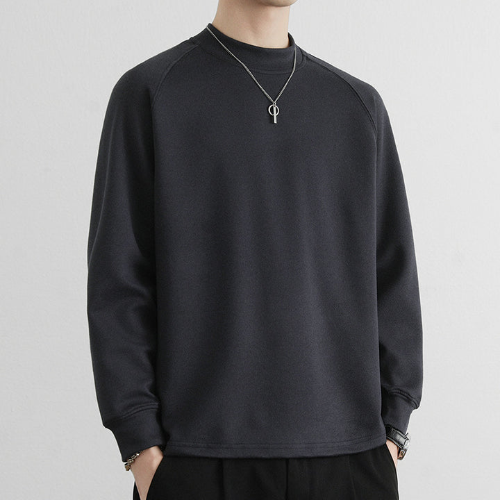 Men's Minimalist Mockneck Sweatshirt made of Tech Fleece with Raglan Sleeves Mune Fashion
