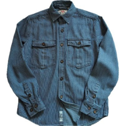 Men's Striped Cotton Worker Shirt with Patch Chest Pockets and Full Button Placket Mune Fashion
