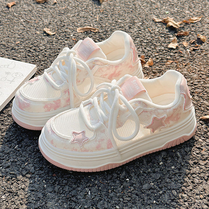 Ladies Volume Sneakers with decorative star inserts, multi-layer platform and breathable mesh construction Mune Fashion