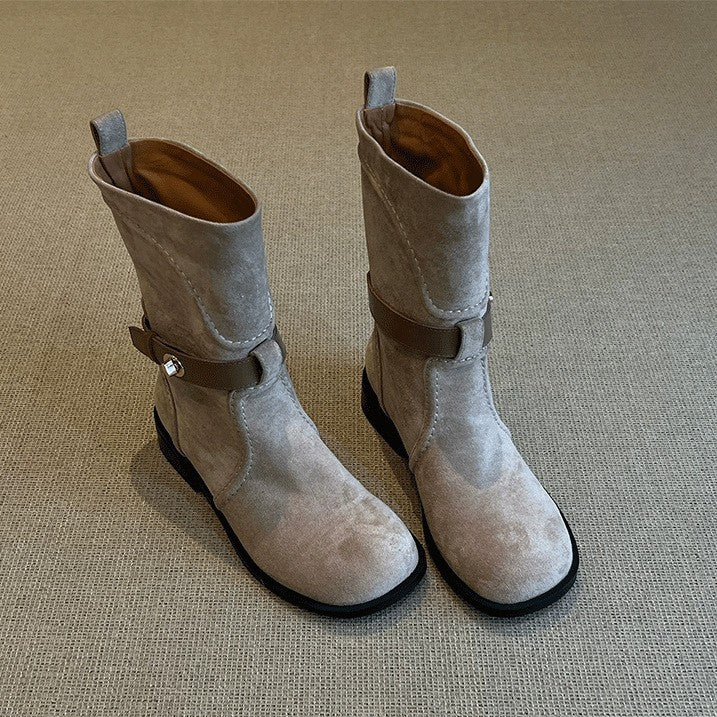 Women's Fashionable Boots with Decorative Strap Mune Fashion