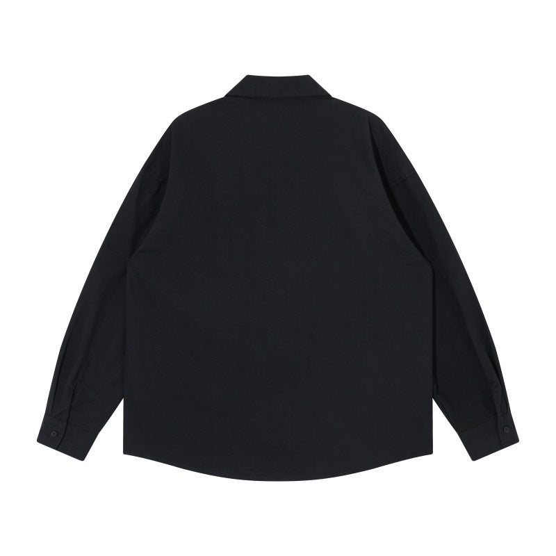 Men's Oversized Shirt Jacket in Workwear Style with Decorative Stitching and Metal Rivets Mune Fashion