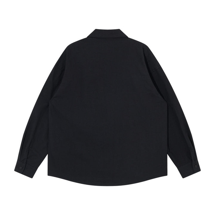 Men's Oversized Shirt Jacket in Workwear Style with Decorative Stitching and Metal Rivets Mune Fashion