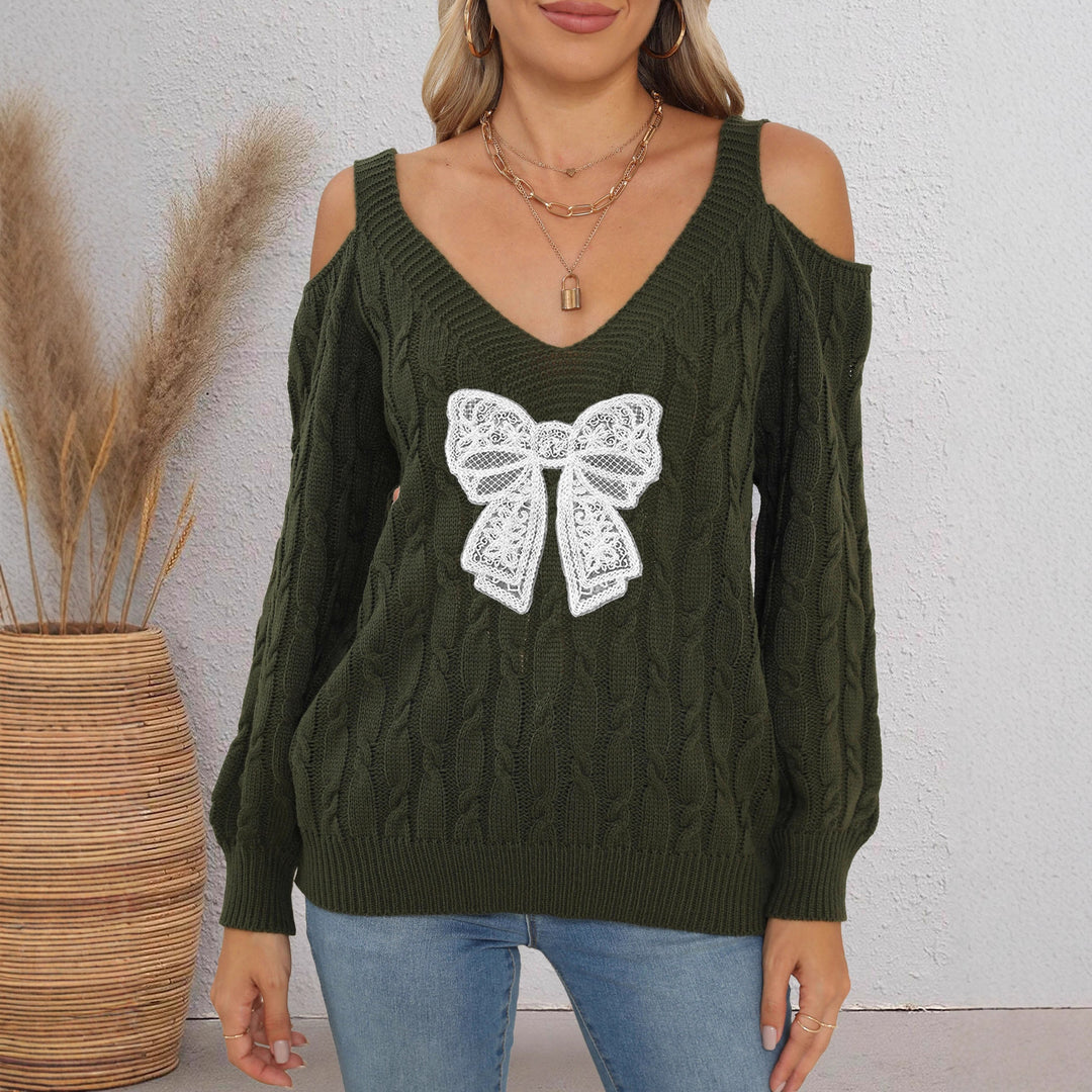 Women's stylish sweater with playfully knitted bow motif Mune Fashion