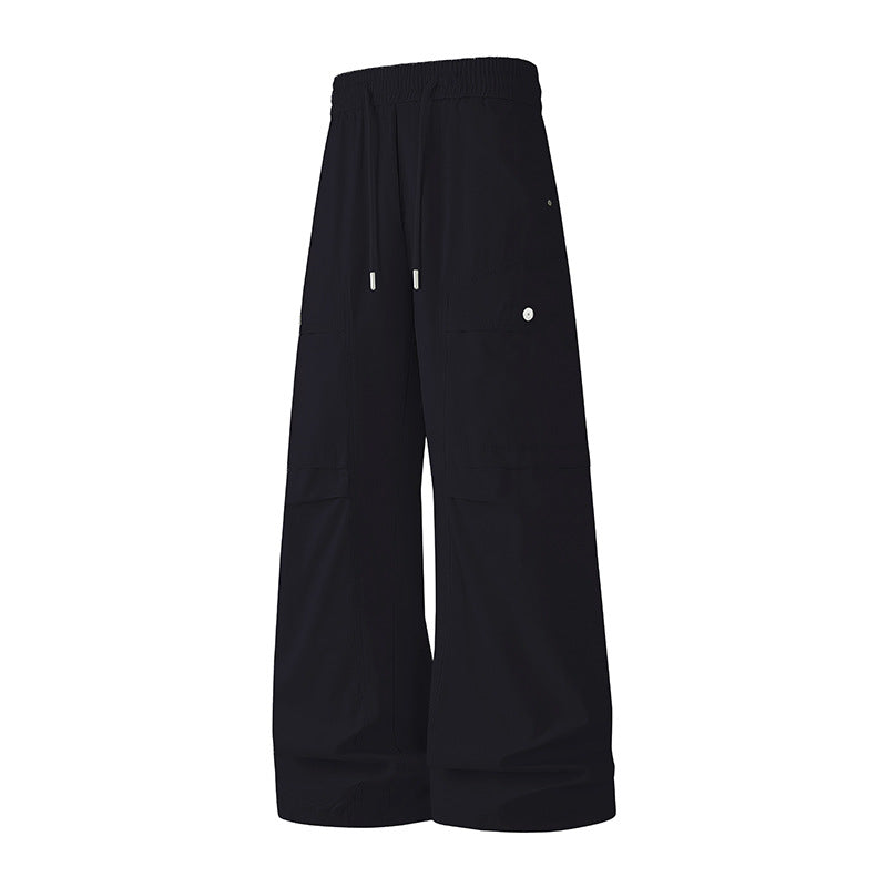 Damen Extraweite Tech‑Cargo‑Hose im Palazzoschnitt mit Elastikbund und Multifunktions‑Taschen Mune Fashion