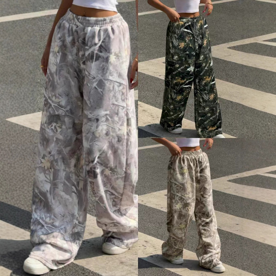 Women's wide Palazzo pants with floral all-over print and elastic waistband Mune Fashion