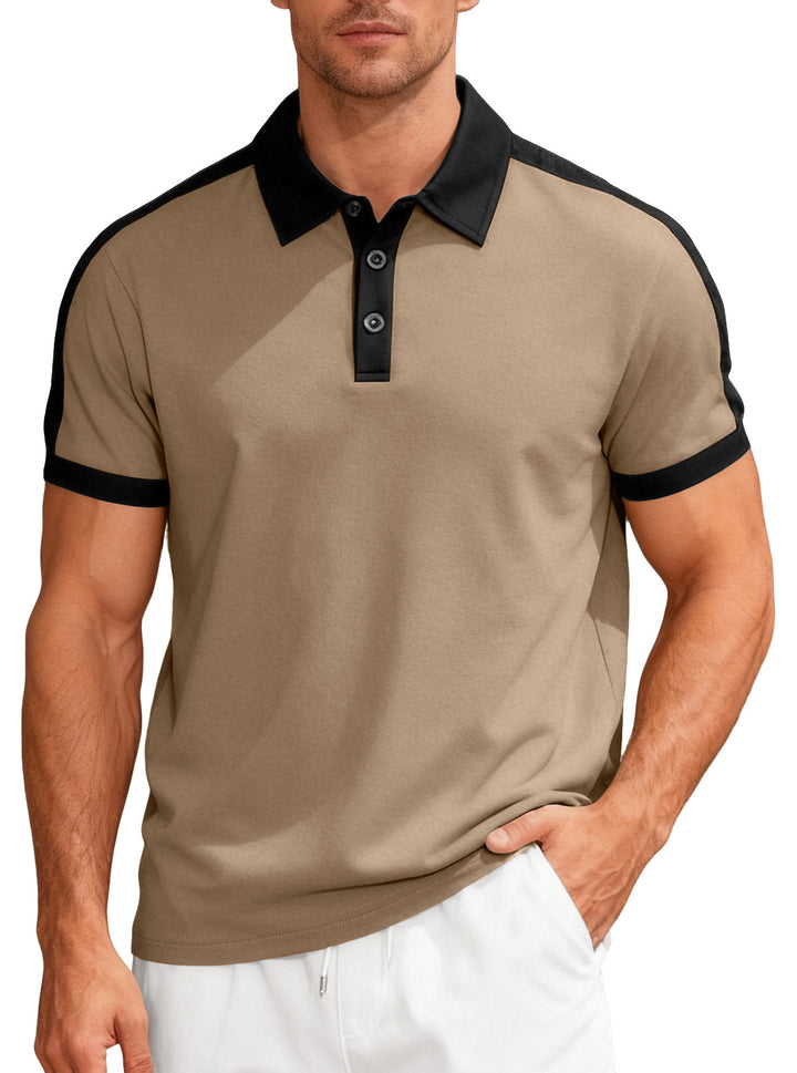 Men's nan Premium polo in retro contrast look with shirt collar and three-button placket Mune Fashion