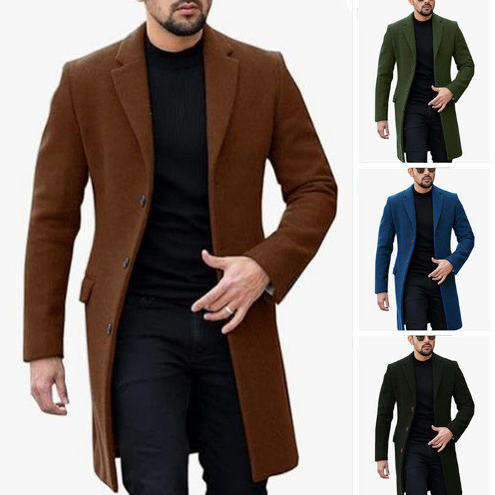 Men's Elegant Wool Coat with Modern Cut and Practical Pockets Mune