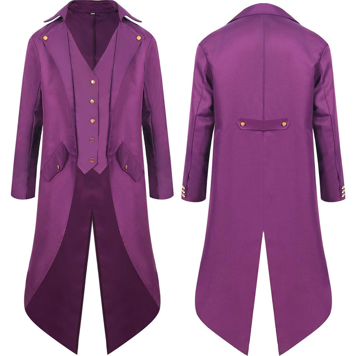 Men's fitted tailcoat with pointed swallowtail, integrated V waistcoat, and decorative button placket Mune Fashion