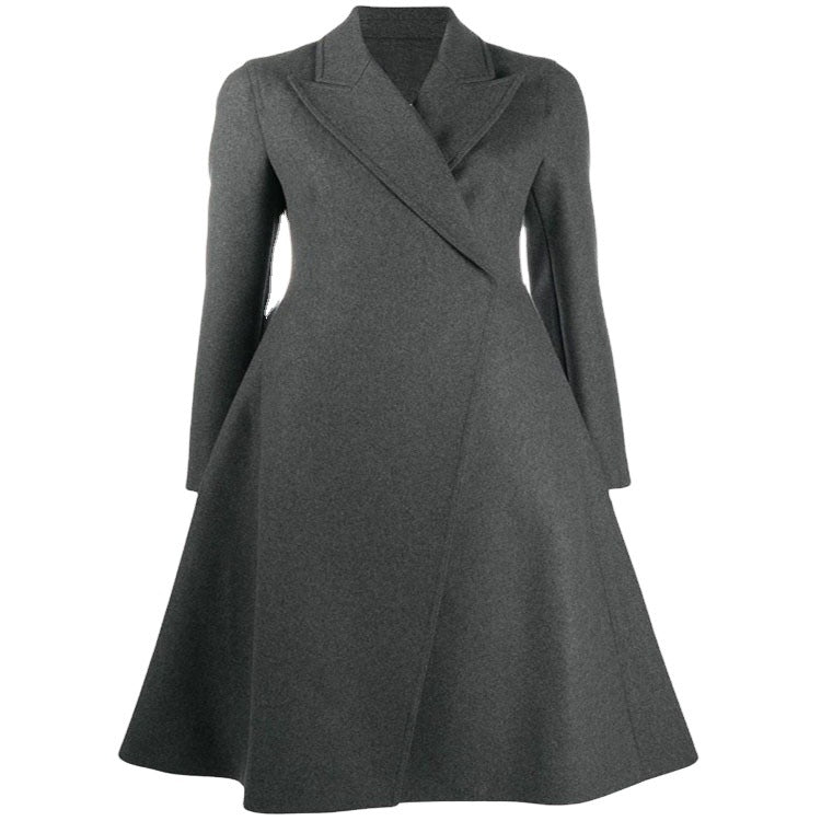 Women's Tailored A-Line Coat with Asymmetrical Single-Breasted and Flared Skirt Mune Fashion