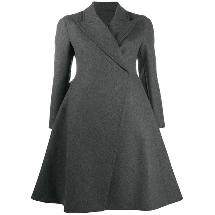 Women's Tailored A-Line Coat with Asymmetrical Single-Breasted and Flared Skirt Mune Fashion