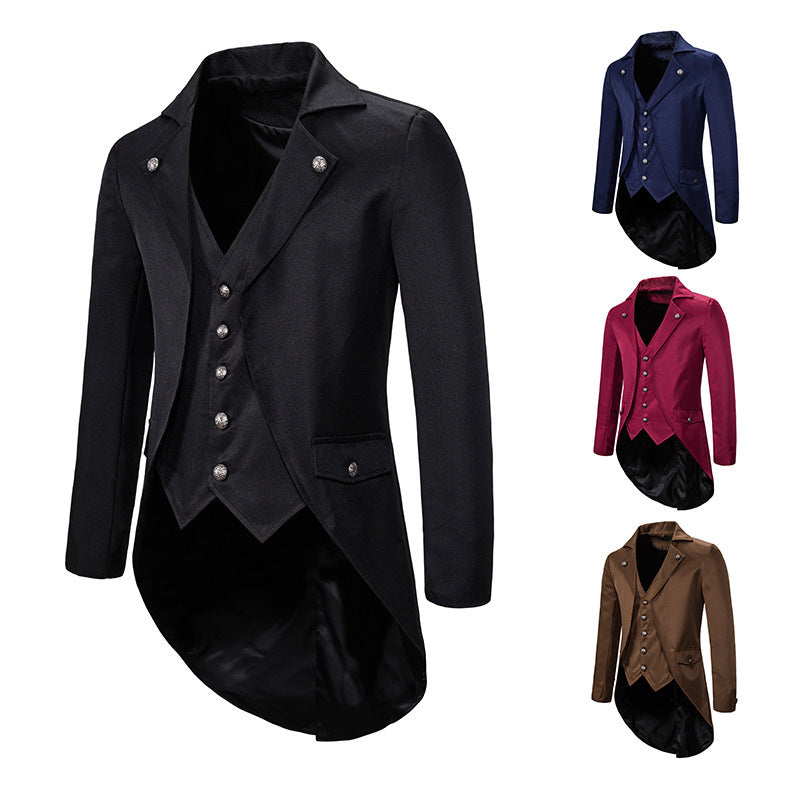 Men's Victorian Tailcoat with Integrated Waistcoat and Swallowtail Mune Fashion