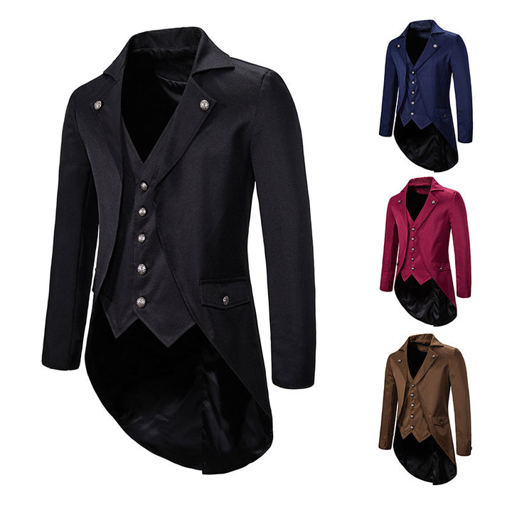 Men's Victorian Tailcoat with Integrated Waistcoat and Swallowtail Mune Fashion