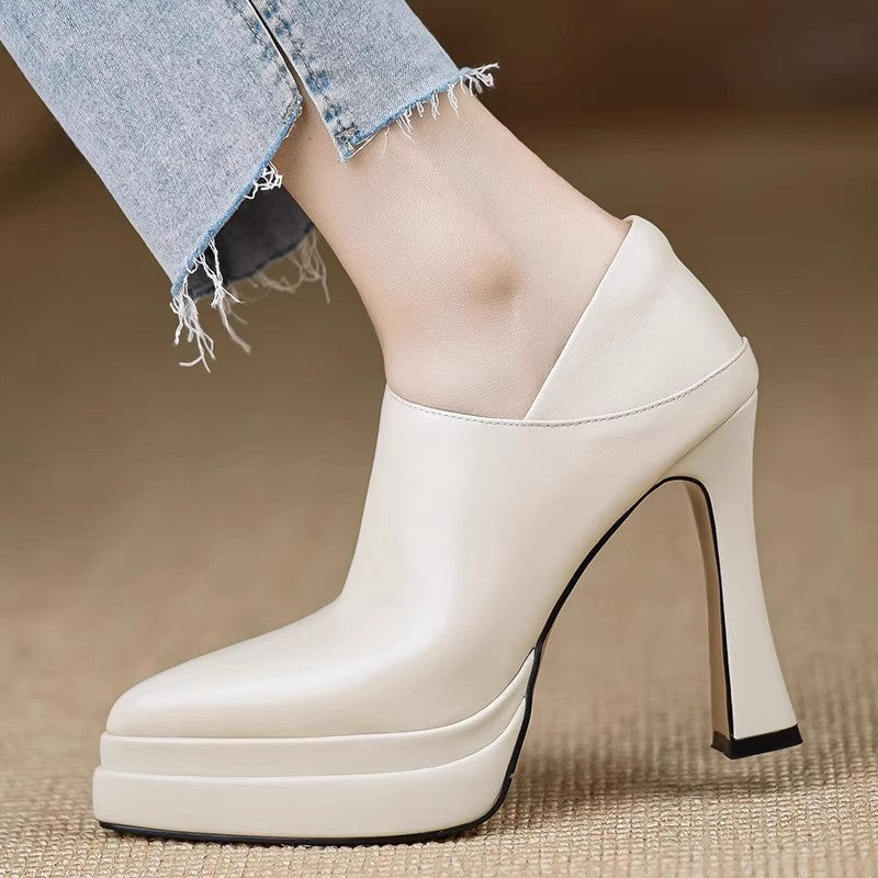 Women Elegant Platform Ankle Boots with Zipper Mune Fashion