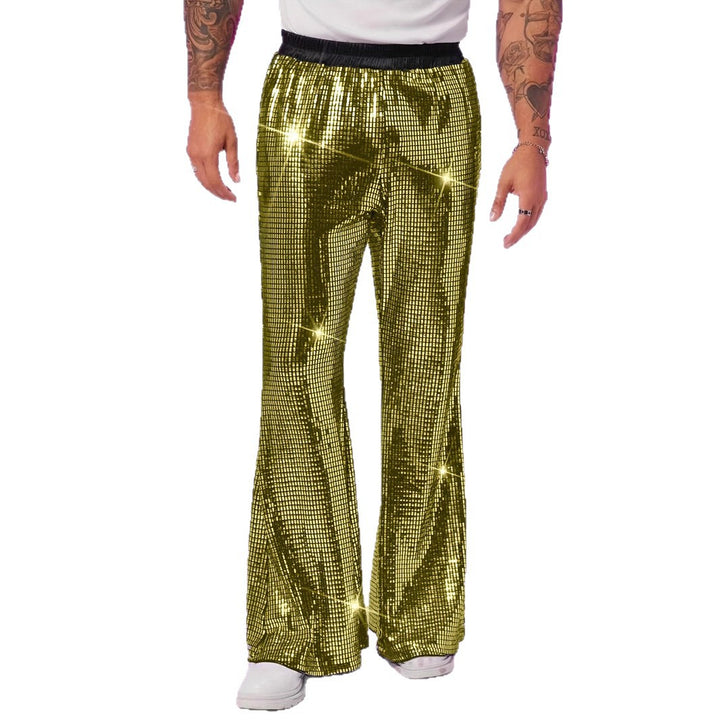 Ladies Glitter Flared Pants with Sequins and Elastic Waistband Mune Fashion