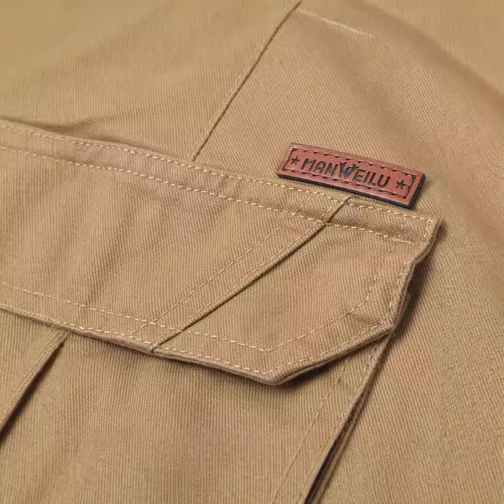 Men's cargo pants in slim-straight cut with multiple pockets and reinforced knees Mune Fashion