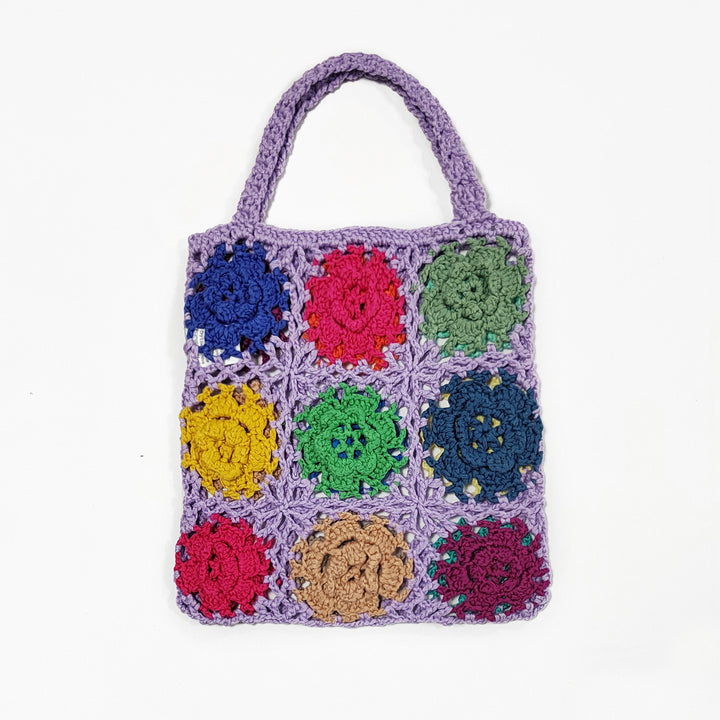 Women crocheted handbag with colorful flower pattern Mune Fashion