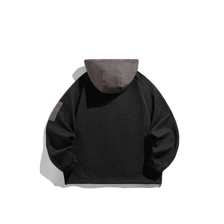 Unisex Oversize Hoodie Anorak Pullover with half button placket, utility arm pocket, and thermal structure Mune Fashion