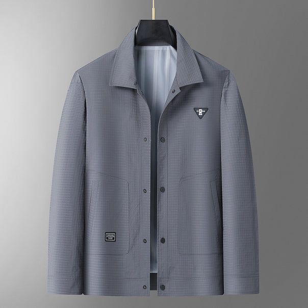 Men's lightweight technical coach jacket with ripstop structure, snap buttons, and patch pockets Mune Fashion