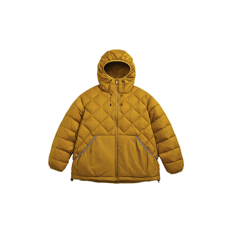 Unisex Boxy quilted jacket with hood, diamond quilting and two-way zipper Mune Fashion