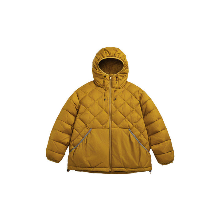 Unisex Boxy quilted jacket with hood, diamond quilting and two-way zipper Mune Fashion