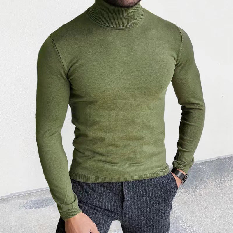 Men's Slim-Fit Turtleneck Sweater made of fine knit with ribbed stand collar and elastic waistband Mune Fashion