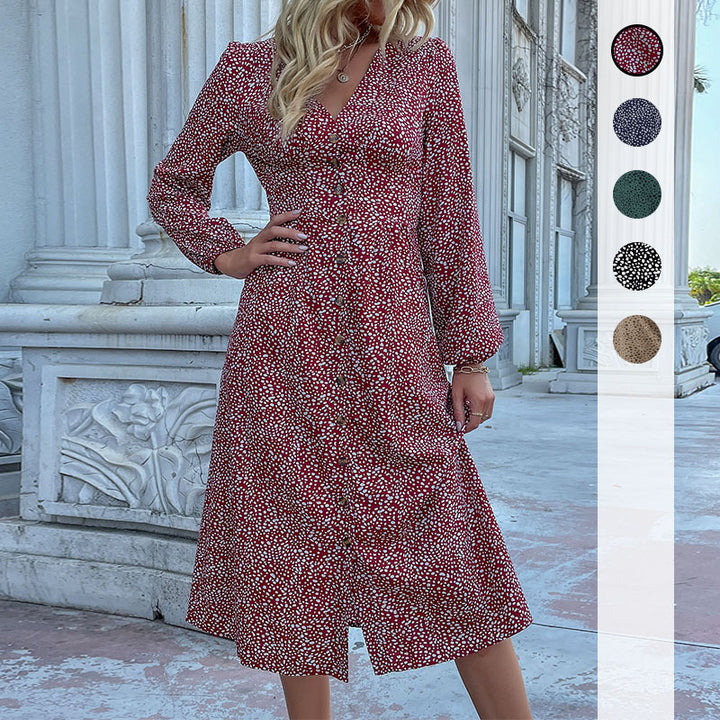 Women's Elegant Knee-Length Dress with Button Closure Mune Fashion