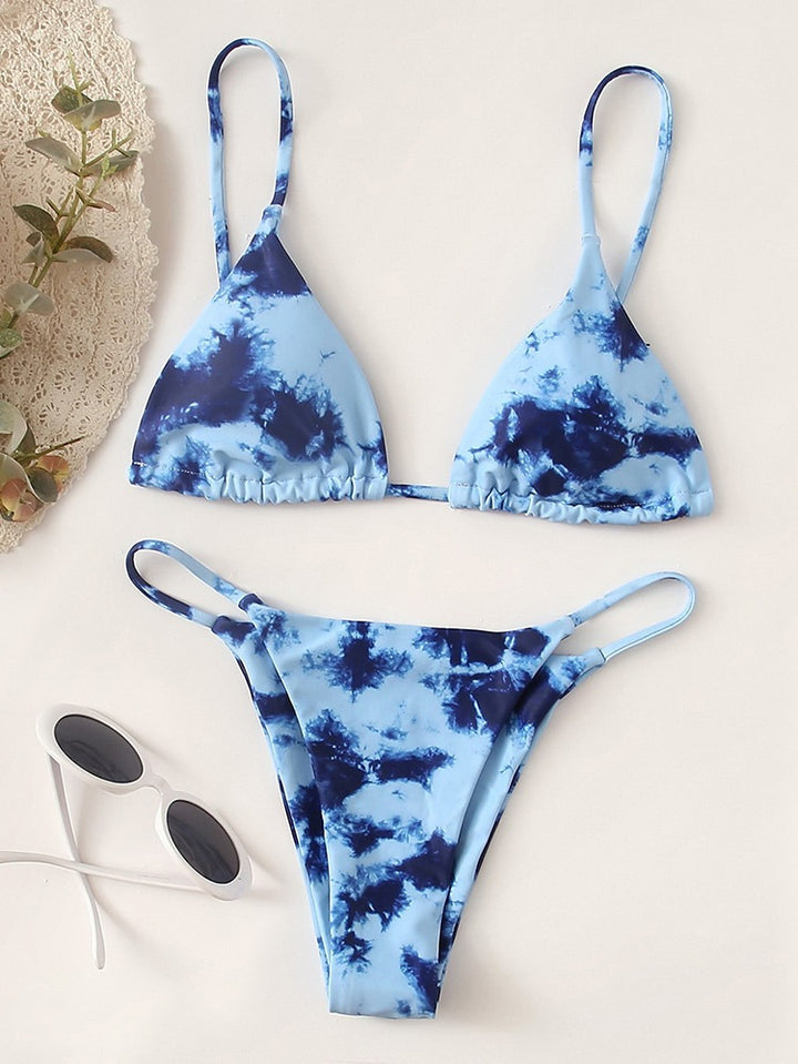 Women's Triangle Bikini Set with sophisticated tie-dye design Mune Fashion