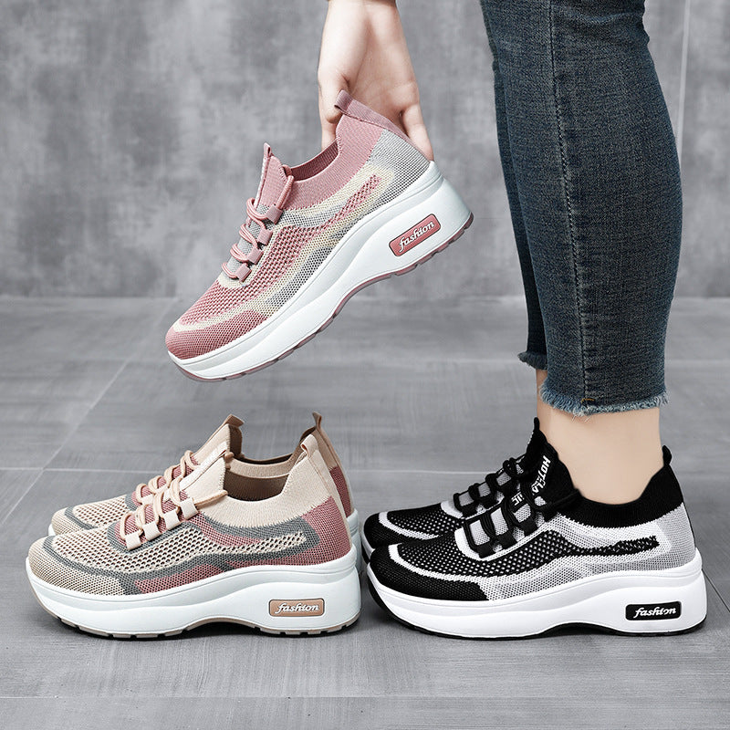 Women Sporty Sneakers with Breathable Knit Surface and Flexible Sole Mune Fashion