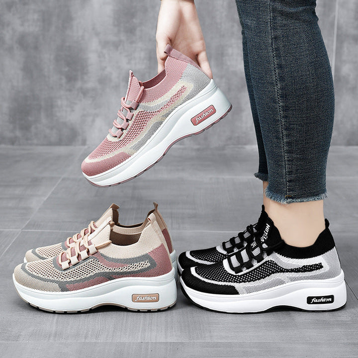 Women Sporty Sneakers with Breathable Knit Surface and Flexible Sole Mune Fashion
