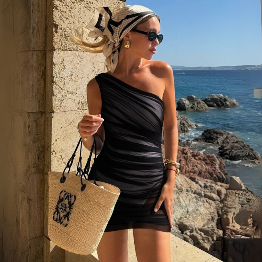 Ladies elegant wrap dress with asymmetrical cut Mune Fashion