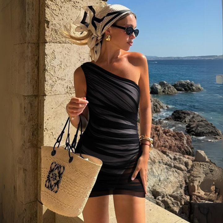 Ladies elegant wrap dress with asymmetrical cut Mune Fashion