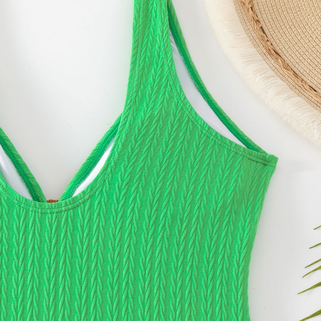Women's One-Piece Swimsuit with Elegant Wooden Ring Design Mune Fashion