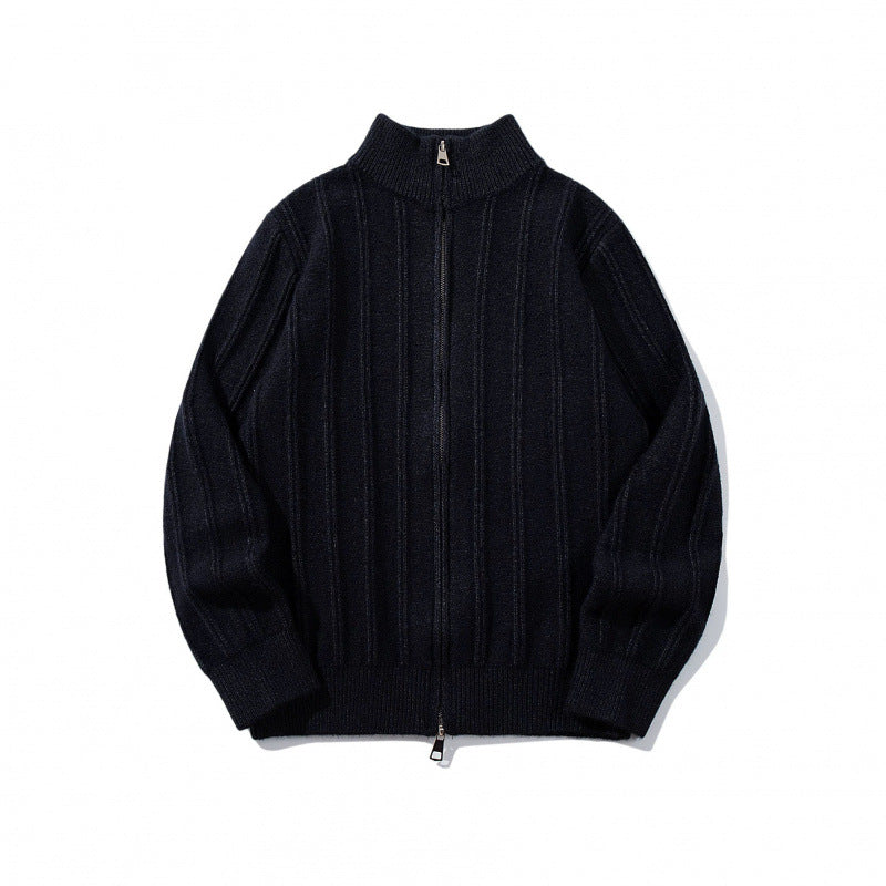 Unisex Zip Sweater with Stand-Up Collar and Vertical Structure Mune Fashion