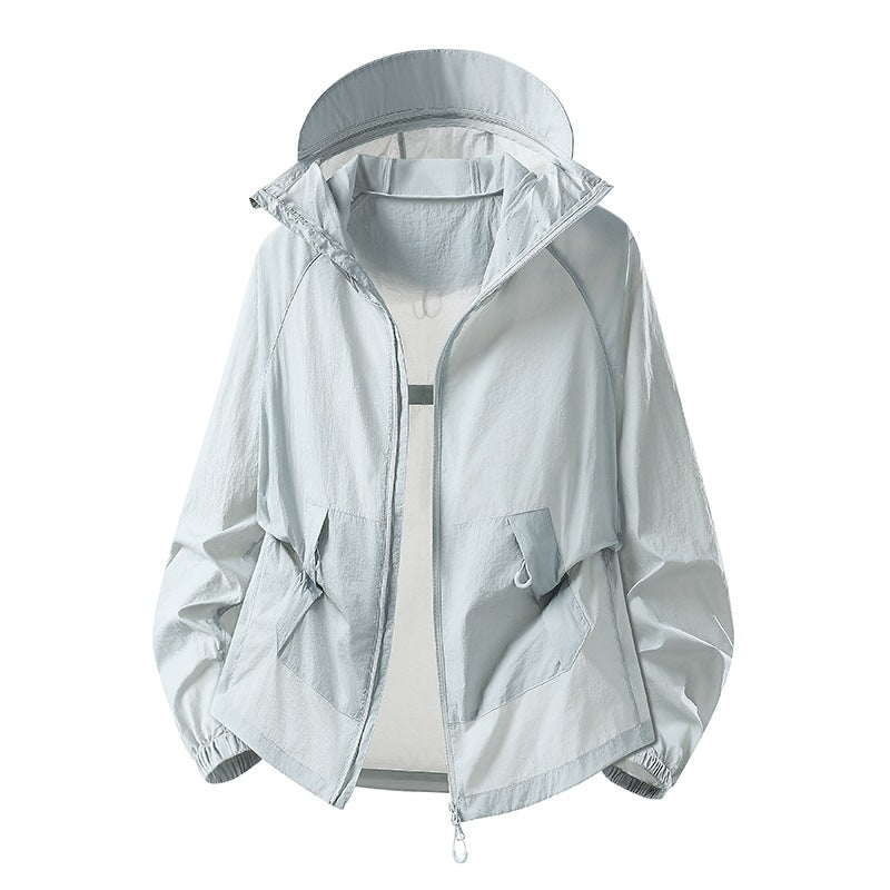 Women's Lightweight Windproof Hooded Transition Jacket with Adjustable Hood, Two-Way Zipper & Practical Flap Pockets Mune Fashion